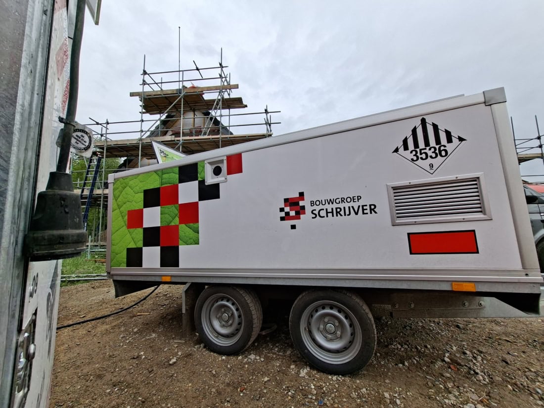 Battery Trailer voor tijdelijke bouwstroom bij renovatieproject